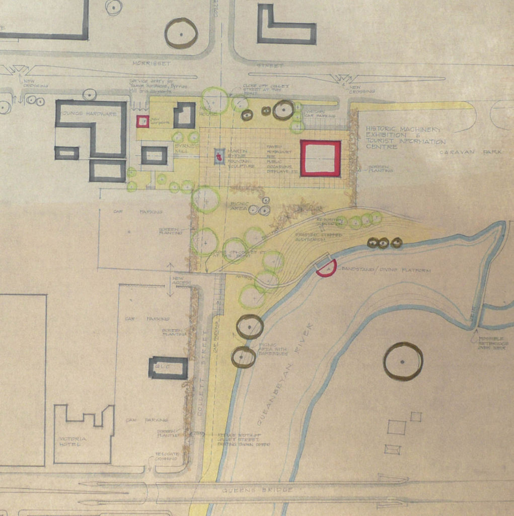 Byrne’s Mill precinct proposal showing its potential as part of Queanbeyan’s history for future generations. Submitted to Queanbeyan Council in 1978.  The Mill would serve Queanbeyan better as a home for its collection of historic implements and records and help to create a better tourist centre than what currently exists in 2016.