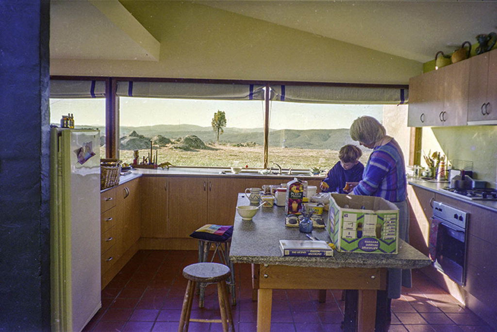 Kitchen facing east with Maxine and Finnian. The view shouldn’t ever be built out.